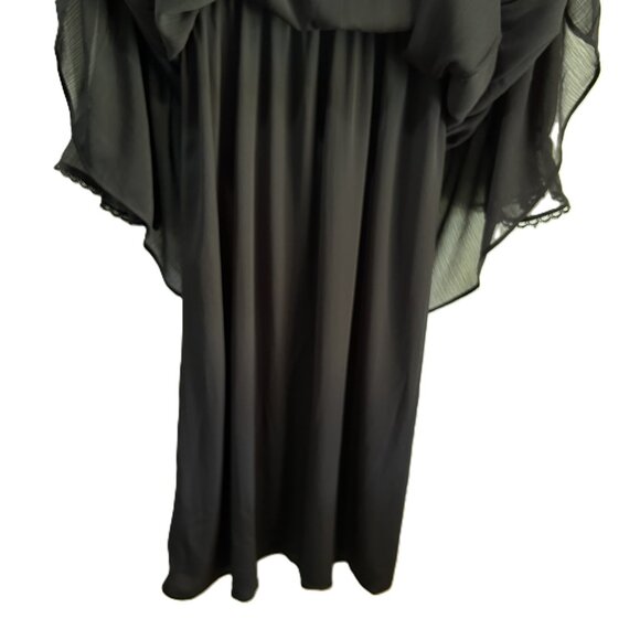Zara | Chiffon Tiered, Ruffle collar V-neck Maxi Dress Black | SZ Small Women's - Picture 11 of 15